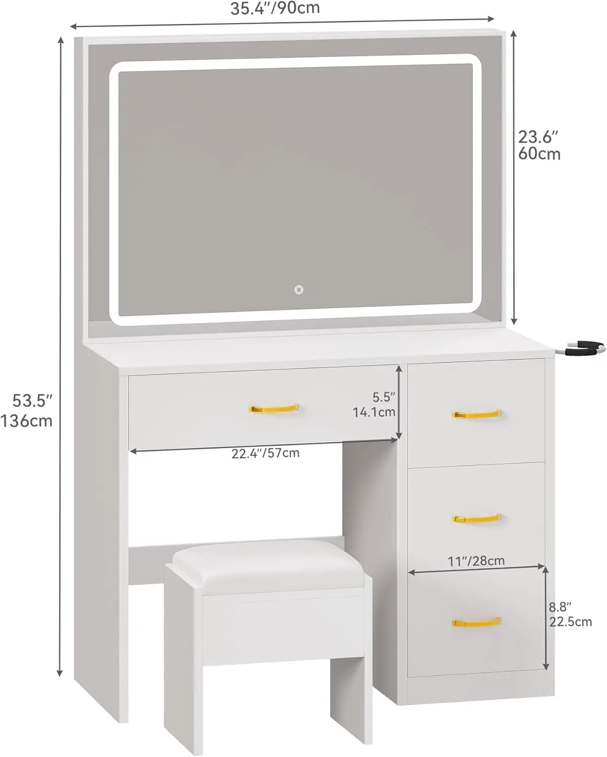 Conjunto tocador ELARA HOME con taburete acolchado — imagen 5